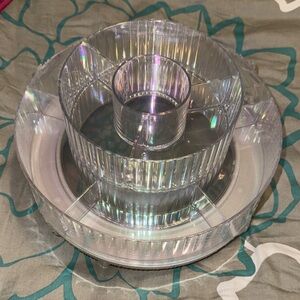 Clear Iridescent Makeup Organizer Display Stand